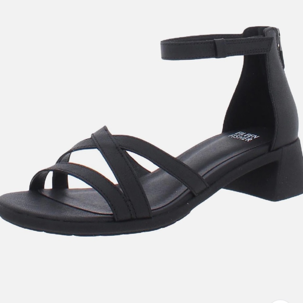 Eileen Fisher Black Ankle Strap Sandals